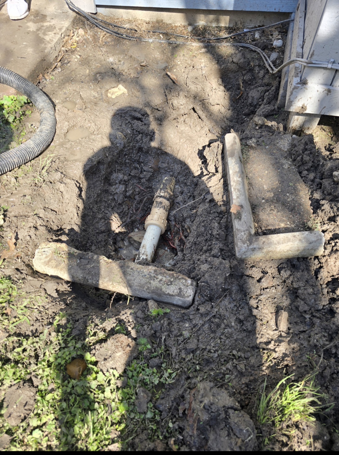 Old broken water line pipes removed